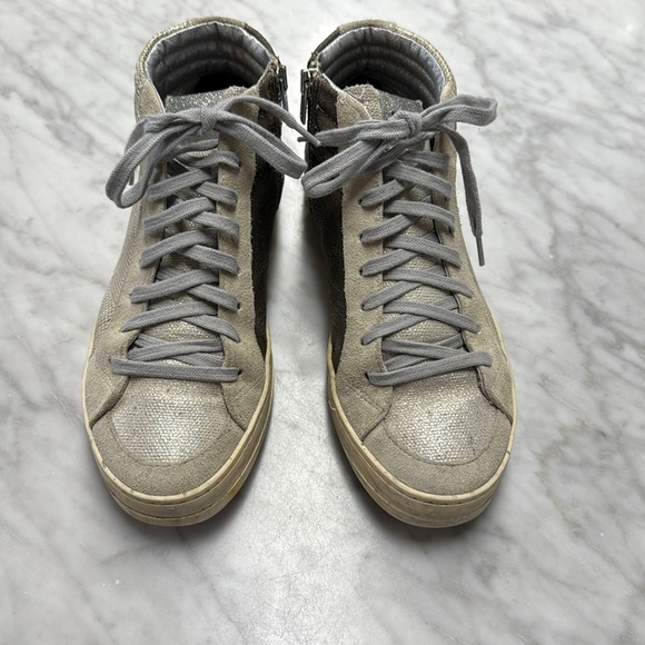SOLD P448 Skate High Top Interior Zip Sneakers in Cream and Metallic size 37 - Picture 3 of 11